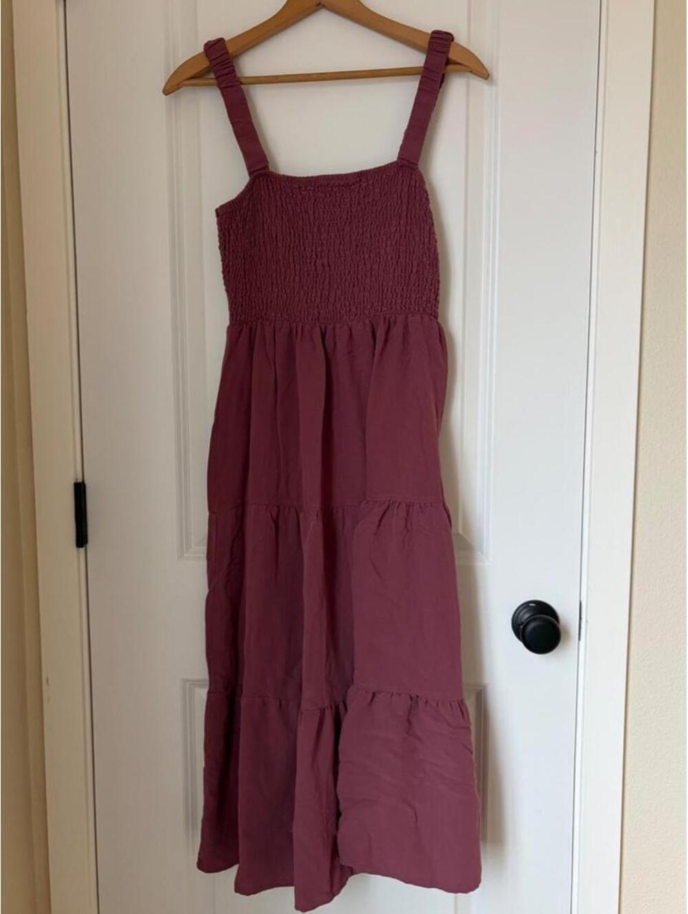 Sweet Wanderer purple ruched midi dress